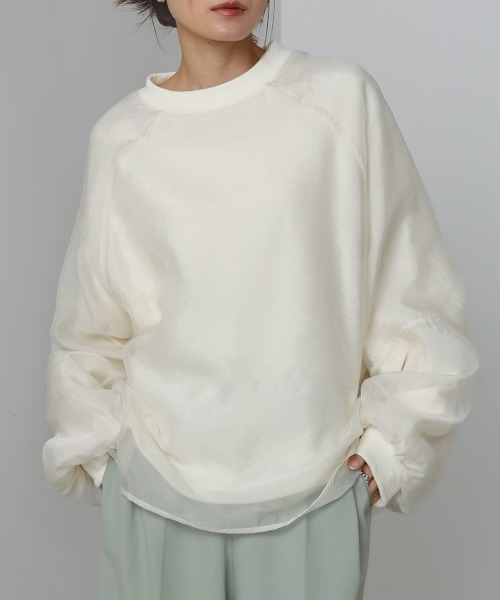 Bab（バブ）の「【累計お気入り10,000人突破！】シアーレイヤード裏毛スウェット（スウェット・レディース・ピンク/グリーン/アイボリー/杢グレー/ブラウン系その他2・FREE）」の6枚目の写真