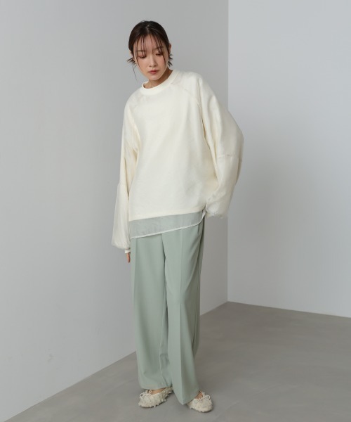 Bab（バブ）の「【累計お気入り10,000人突破！】シアーレイヤード裏毛スウェット（スウェット・レディース・ピンク/グリーン/アイボリー/杢グレー/ブラウン系その他2・FREE）」の9枚目の写真