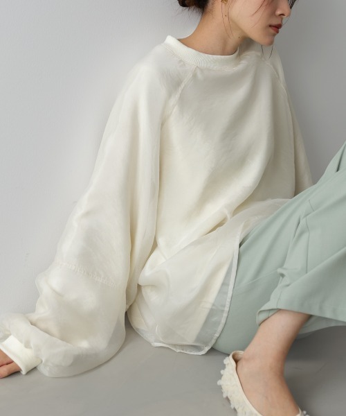 Bab（バブ）の「【累計お気入り10,000人突破！】シアーレイヤード裏毛スウェット（スウェット・レディース・ピンク/グリーン/アイボリー/杢グレー/ブラウン系その他2・FREE）」の10枚目の写真