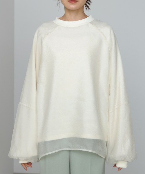 Bab（バブ）の「【累計お気入り10,000人突破！】シアーレイヤード裏毛スウェット（スウェット・レディース・ピンク/グリーン/アイボリー/杢グレー/ブラウン系その他2・FREE）」の12枚目の写真