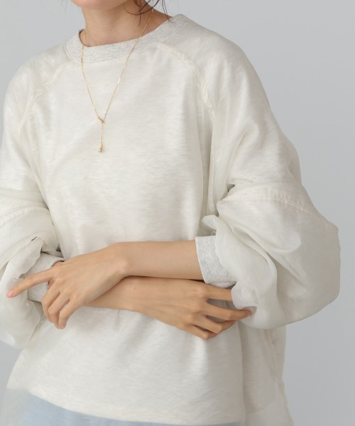 Bab（バブ）の「【累計お気入り10,000人突破！】シアーレイヤード裏毛スウェット（スウェット・レディース・ピンク/グリーン/アイボリー/杢グレー/ブラウン系その他2・FREE）」の20枚目の写真