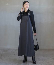 Droite lautreamont | ミックスツイード×レザーライクジャンスカ≪洗濯機で洗える≫(ワンピース)