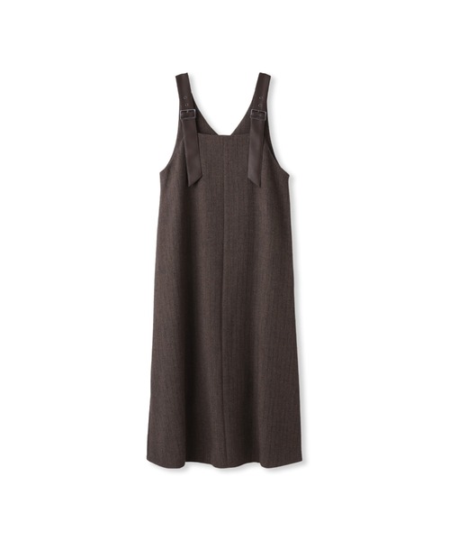 Droite lautreamont(ドロワットロートレアモン)の「ミックスツイード×レザーライクジャンスカ≪洗濯機で洗える≫(ワンピース・レディース・ブラウン/ライトグレー/チャコールグレー・M)」の11枚目の写真