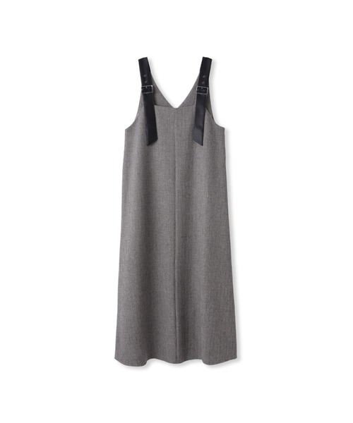 Droite lautreamont(ドロワットロートレアモン)の「ミックスツイード×レザーライクジャンスカ≪洗濯機で洗える≫(ワンピース・レディース・ブラウン/ライトグレー/チャコールグレー・M)」の5枚目の写真