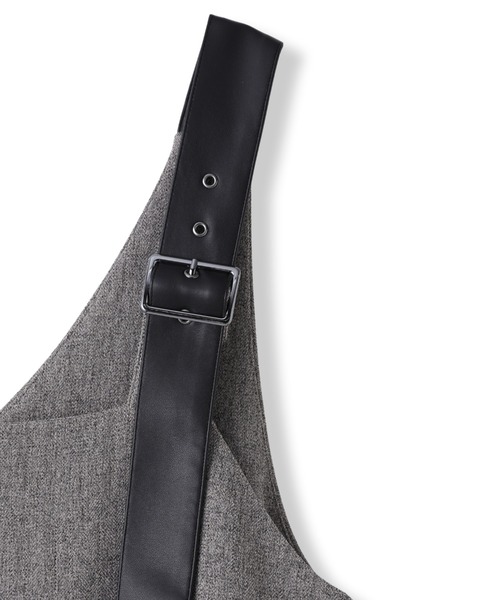 Droite lautreamont(ドロワットロートレアモン)の「ミックスツイード×レザーライクジャンスカ≪洗濯機で洗える≫(ワンピース・レディース・ブラウン/ライトグレー/チャコールグレー・M)」の8枚目の写真