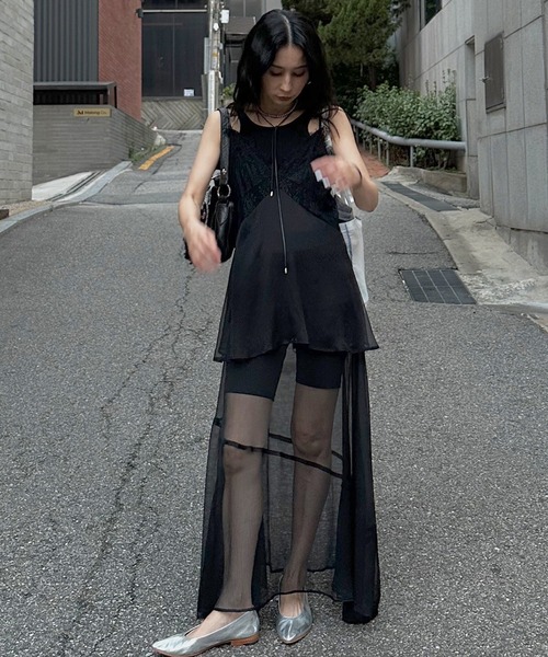 Ameri（アメリ）の「AIRY SHEER LACE CAMISOLE（キャミソール・レディース・ホワイト/ブラック/ブルー・SMALL/MEDIUM）」の8枚目の写真