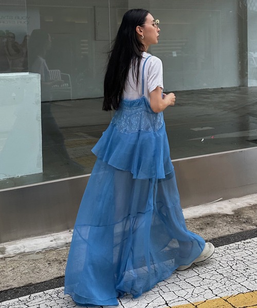 Ameri（アメリ）の「AIRY SHEER LACE CAMISOLE（キャミソール・レディース・ホワイト/ブラック/ブルー・SMALL/MEDIUM）」の15枚目の写真