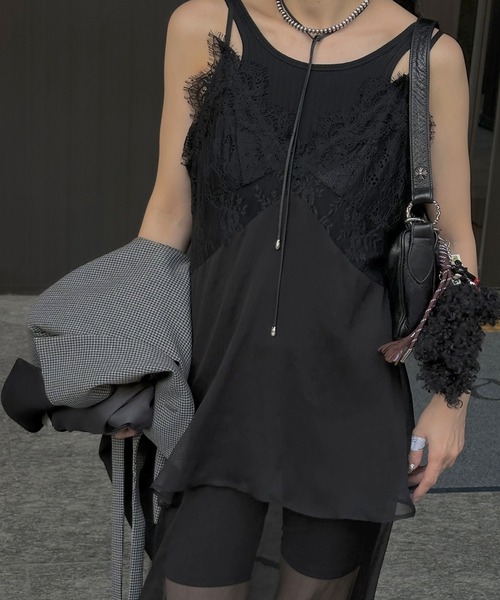 Ameri（アメリ）の「AIRY SHEER LACE CAMISOLE（キャミソール・レディース・ホワイト/ブラック/ブルー・SMALL/MEDIUM）」の11枚目の写真