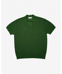Mesh Mixed Cable Open Collar Knit (Green)