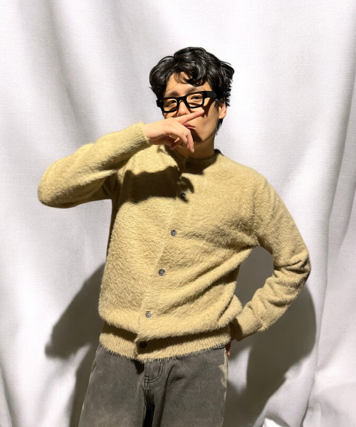 BORN SLIPPY(ボーンスリッピー)の「Soft Angora Round Neck Cardigan (Beige)(カーディガン/ボレロ・メンズ・その他・FREE)」の4枚目の写真
