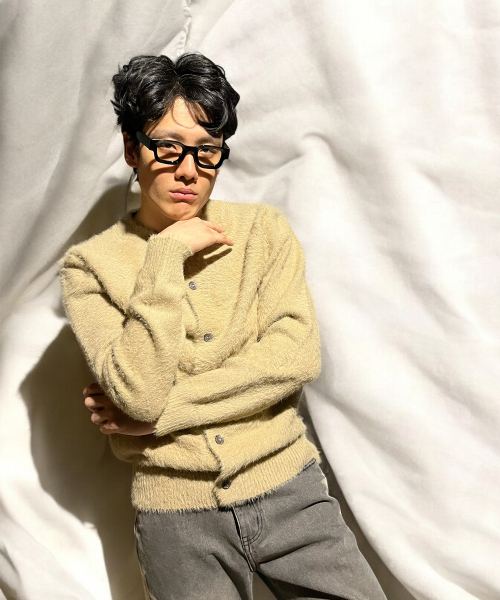 BORN SLIPPY(ボーンスリッピー)の「Soft Angora Round Neck Cardigan (Beige)(カーディガン/ボレロ・メンズ・その他・FREE)」の3枚目の写真