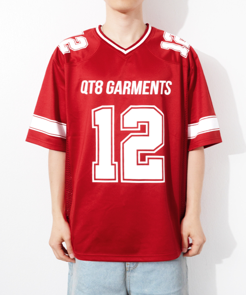 QT8 GARMENTS(キューティーエイトガーメント)の「LB 3R Football Jersey (Red)(ポロシャツ・レディース・その他・SMALL/MEDIUM/LARGE/X-LARGE)」の1枚目の写真