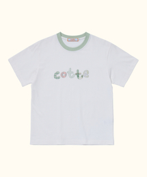 COTTE（コッテ）の「コテチェックアップリケTシャツ(ホワイト)（Tシャツ/カットソー）」