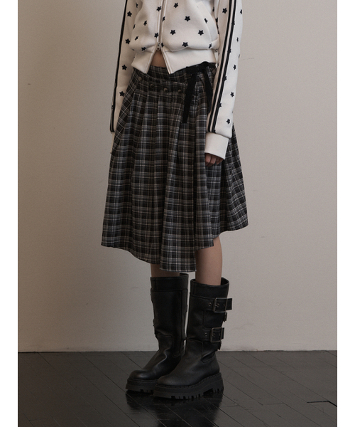 SETUP-EXE(セットアップイーエックスイー)の「CHECK WRAP SKIRT / BLACK(スカート・レディース・その他・OS)」の1枚目の写真