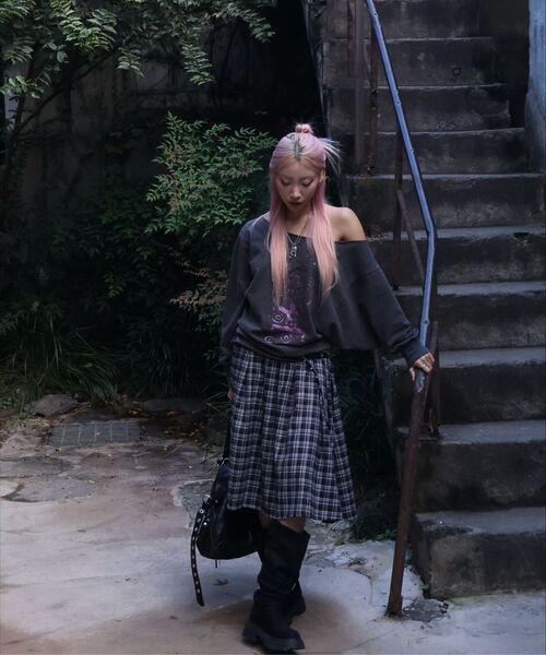 SETUP-EXE(セットアップイーエックスイー)の「CHECK WRAP SKIRT / BLACK(スカート・レディース・その他・OS)」の7枚目の写真