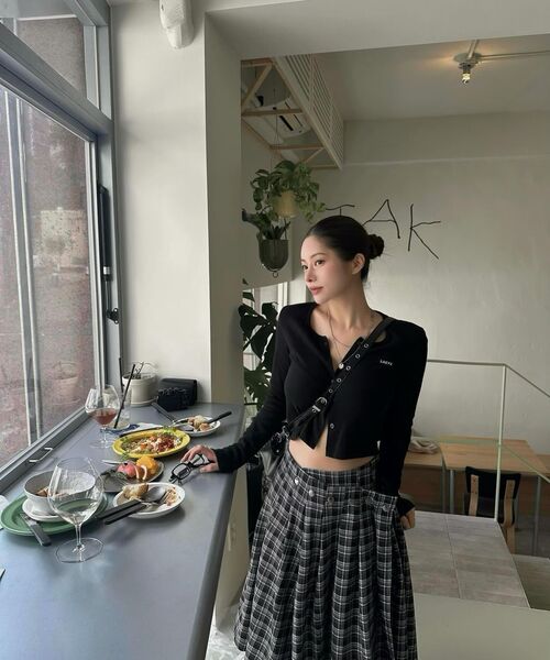 SETUP-EXE(セットアップイーエックスイー)の「CHECK WRAP SKIRT / BLACK(スカート・レディース・その他・OS)」の8枚目の写真