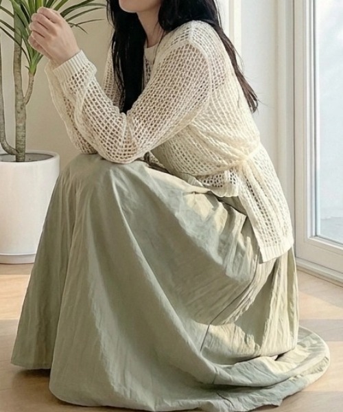 cammie(キャミー)の「Aラインロングスカート(スカート・レディース・イエロー/ホワイト/オリーブ・F)」の9枚目の写真