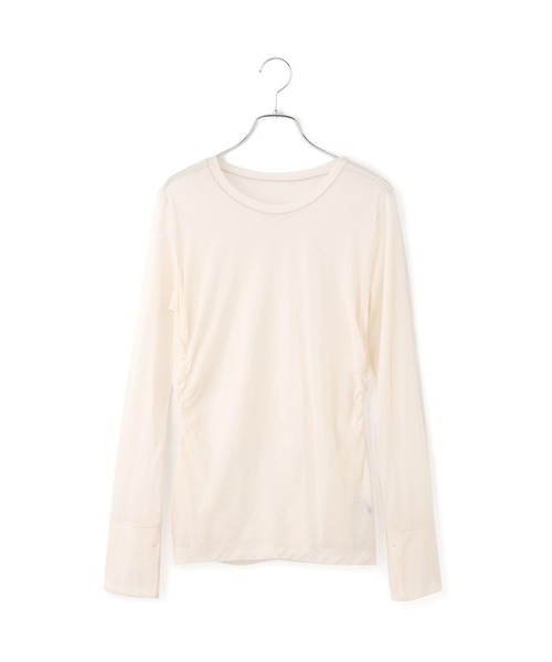 ADAM ET ROPE'（アダムエロペ）の「シアークルーネックトップス（Tシャツ/カットソー・レディース・オフホワイト/ブラウン/ライトグリーン・FREE）」の13枚目の写真