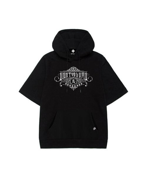 EIGHTVOLUME(エイトボリューム)の「EVエンブレムユニソンオーバーサイズ半袖フードパーカー(ブラック)(パーカー・メンズ・その他・ONESIZE)」の1枚目の写真