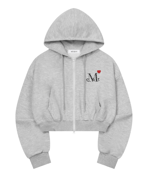 MUCENT（ムセント）の「ラブリッツミニハートロゴフードジップアップ 男女共用 (2カラー)（パーカー・レディース・ブラック/グレー・SHORT/1）」の18枚目の写真