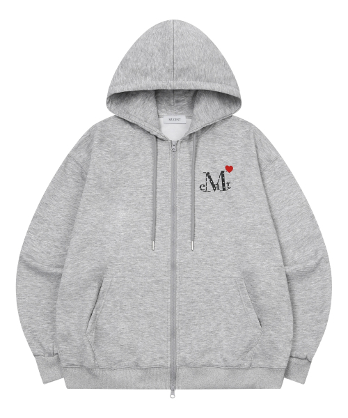 MUCENT（ムセント）の「ラブリッツミニハートロゴフードジップアップ 男女共用 (2カラー)（パーカー・レディース・ブラック/グレー・SHORT/1）」の6枚目の写真