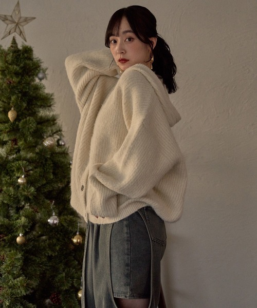 loose knit hoodie / ルーズニットパーカー（カーディガン/ボレロ