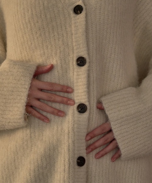 mideal(マイディール)の「loose knit hoodie / ルーズニットパーカー(カーディガン/ボレロ・レディース・グレー/アイボリー・FREE)」の9枚目の写真