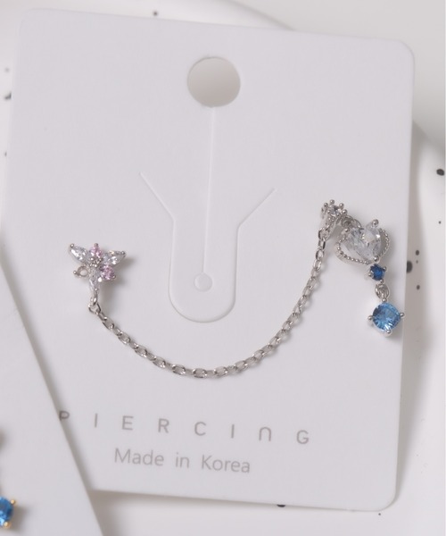 Peony（ピオニー）の「【Peony/ピオニー】/ステンレスポスト　片耳用　コスモモチーフ2連ピアス（ピアス（片耳用）・レディース・シルバー/ゴールド・FREE）」の5枚目の写真