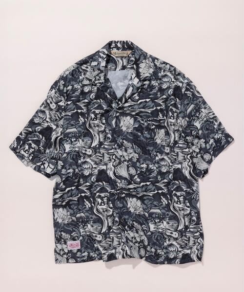 schott(ショット)の「Schott×PINEAPPLE JUICE/ショット×パイナップルジュース/WATER VALLEY RAYON SHIRT/ウォーター バリー レーヨンシャツ(シャツ/ブラウス・メンズ・ブラック・L/M/2XL/XL)」の1枚目の写真