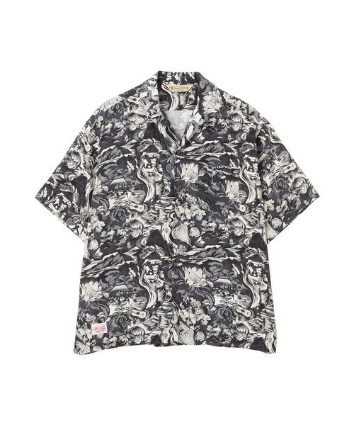 schott(ショット)の「Schott×PINEAPPLE JUICE/ショット×パイナップルジュース/WATER VALLEY RAYON SHIRT/ウォーター バリー レーヨンシャツ(シャツ/ブラウス・メンズ・ブラック・L/M/2XL/XL)」の9枚目の写真