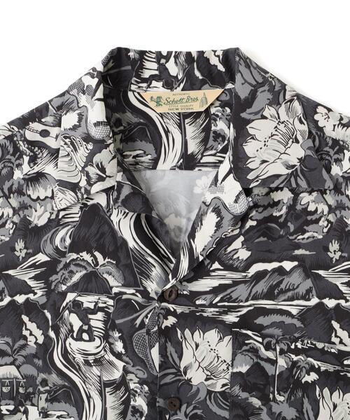 schott(ショット)の「Schott×PINEAPPLE JUICE/ショット×パイナップルジュース/WATER VALLEY RAYON SHIRT/ウォーター バリー レーヨンシャツ(シャツ/ブラウス・メンズ・ブラック・L/M/2XL/XL)」の7枚目の写真