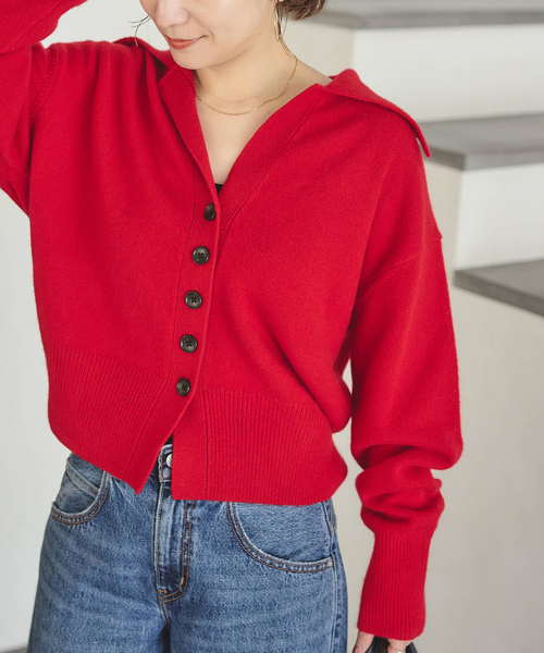 JOURNAL STANDARD（ジャーナルスタンダード）の「《追加3》MUSICオープンカラーカーディガン（カーディガン/ボレロ・レディース・ホワイト/レッド/ブラック/チャコールグレー/ブルー・FREE）」の5枚目の写真