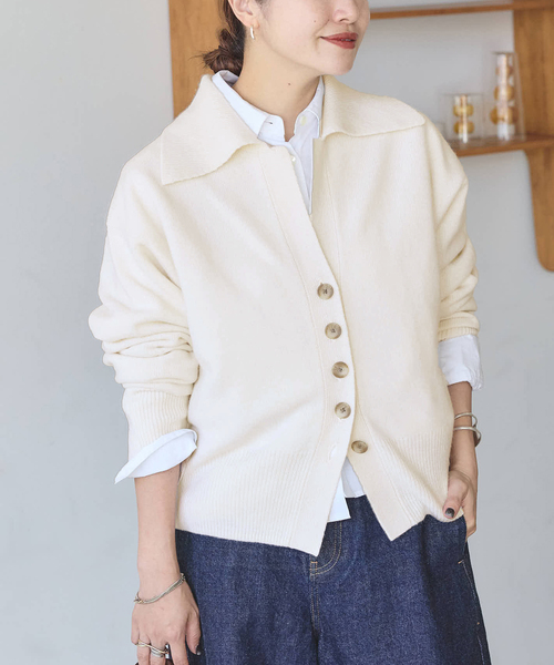 JOURNAL STANDARD（ジャーナルスタンダード）の「《追加3》MUSICオープンカラーカーディガン（カーディガン/ボレロ・レディース・ホワイト/レッド/ブラック/チャコールグレー/ブルー・FREE）」の2枚目の写真