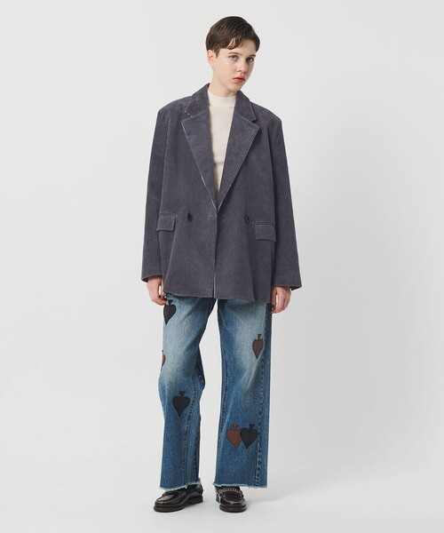 H BEAUTY&YOUTH UNITED ARROWS(エイチビューティーアンドユースユナイテッドアローズ)の「<H>コーデュロイ ダブルブレストジャケット(テーラードジャケット・レディース・グレー系/ダークブラウン・S/M)」の7枚目の写真