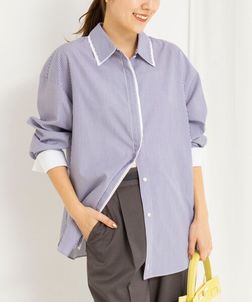 NOLLEY’S（ノーリーズ）の「ウォッシャブルレイヤード2WAYカラーシャツ（シャツ/ブラウス・レディース・サックスブルー/ホワイト系その他4/ブルー系その他7・38）」の3枚目の写真