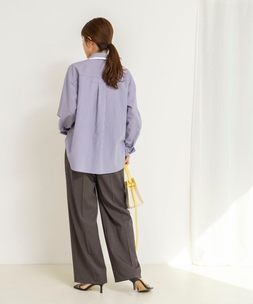 NOLLEY’S（ノーリーズ）の「ウォッシャブルレイヤード2WAYカラーシャツ（シャツ/ブラウス・レディース・サックスブルー/ホワイト系その他4/ブルー系その他7・38）」の6枚目の写真