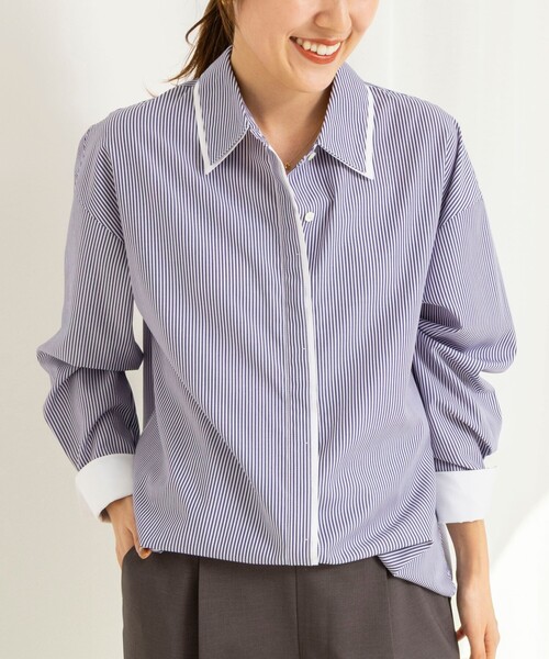 NOLLEY’S（ノーリーズ）の「ウォッシャブルレイヤード2WAYカラーシャツ（シャツ/ブラウス・レディース・サックスブルー/ホワイト系その他4/ブルー系その他7・38）」の7枚目の写真