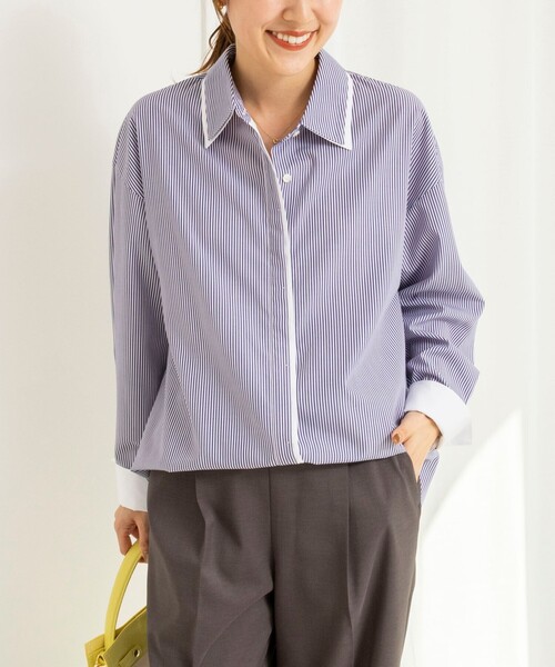 NOLLEY’S（ノーリーズ）の「ウォッシャブルレイヤード2WAYカラーシャツ（シャツ/ブラウス・レディース・サックスブルー/ホワイト系その他4/ブルー系その他7・38）」の9枚目の写真