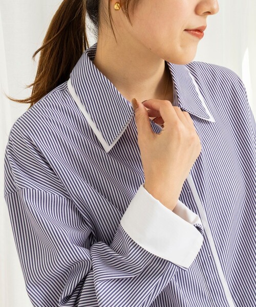 NOLLEY’S（ノーリーズ）の「ウォッシャブルレイヤード2WAYカラーシャツ（シャツ/ブラウス・レディース・サックスブルー/ホワイト系その他4/ブルー系その他7・38）」の10枚目の写真