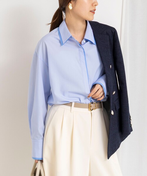 NOLLEY’S（ノーリーズ）の「ウォッシャブルレイヤード2WAYカラーシャツ（シャツ/ブラウス・レディース・サックスブルー/ホワイト系その他4/ブルー系その他7・38）」の13枚目の写真