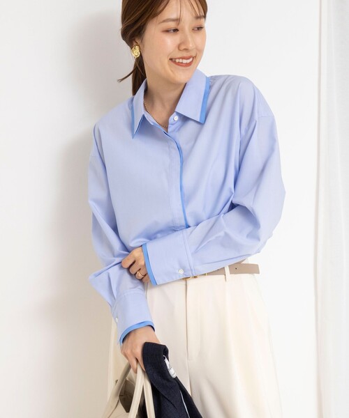 NOLLEY’S（ノーリーズ）の「ウォッシャブルレイヤード2WAYカラーシャツ（シャツ/ブラウス・レディース・サックスブルー/ホワイト系その他4/ブルー系その他7・38）」の18枚目の写真