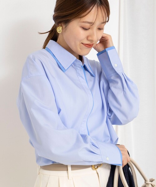 NOLLEY’S（ノーリーズ）の「ウォッシャブルレイヤード2WAYカラーシャツ（シャツ/ブラウス・レディース・サックスブルー/ホワイト系その他4/ブルー系その他7・38）」の19枚目の写真
