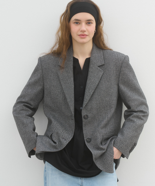 CLASSIC HERRINGBONE JACKET - GRAY（テーラードジャケット）｜SO IR 