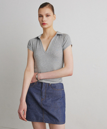 RIBBED DENIM MINI SKIRT_BLUE
