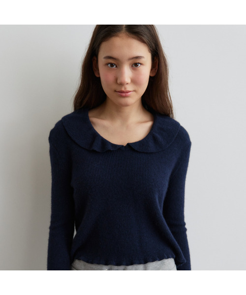 MAGNET ARCHIVE(マグネット アーカイブ)の「Lia Frill Knit (Navy)(ニット/セーター・レディース・ネイビー・FREE)」の1枚目の写真