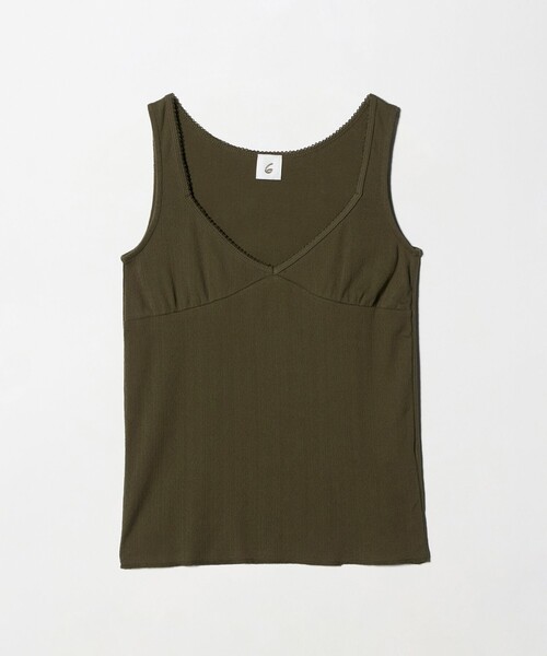 6（ロク）の「＜6(ROKU)＞パターンメッシュ キャミソール（キャミソール・レディース・イエロー/オリーブ/レッド・FREE）」の2枚目の写真