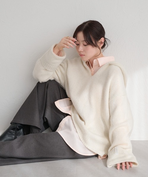 raffime(ラフィミー)の「【Raffime】スパンコールニットフーディー(ニット/セーター・レディース・モカ/アイボリー/ベビーピンク・FREE)」の4枚目の写真