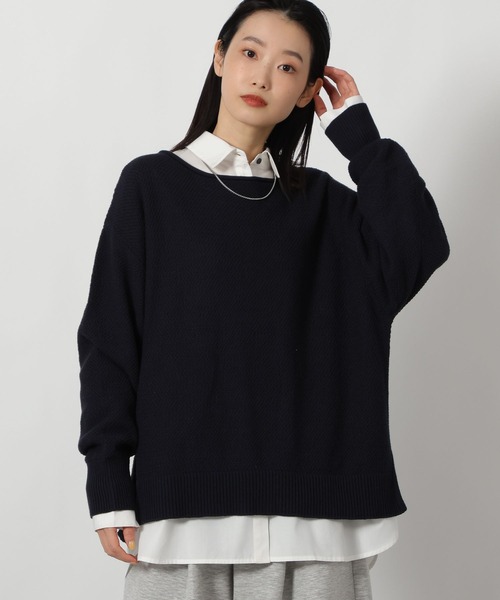 LAKOLE（ラコレ）の「カノコ編みボートネックニットプルオーバー / 639740（ニット/セーター・レディース・ベージュ/ネイビー/ミント・FREE）」の3枚目の写真