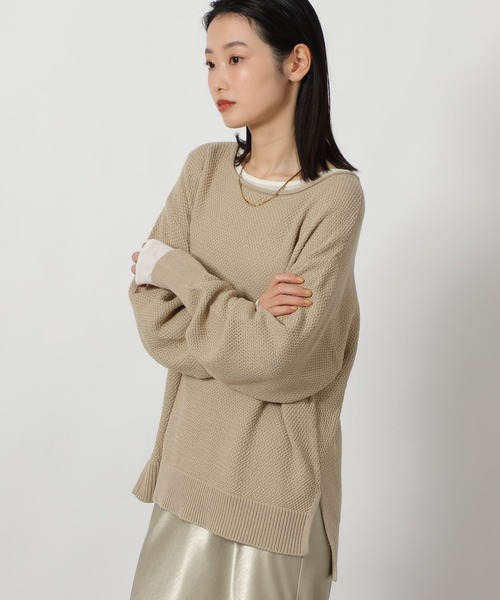 LAKOLE（ラコレ）の「カノコ編みボートネックニットプルオーバー / 639740（ニット/セーター・レディース・ベージュ/ネイビー/ミント・FREE）」の11枚目の写真