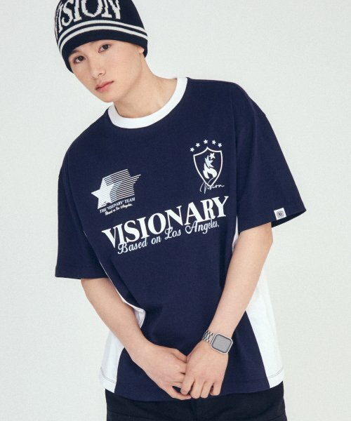 VISION STREET WEAR（ヴィジョンストリートウェア）の「VSW Football T-Shirts Navy（Tシャツ/カットソー・レディース・その他・LARGE/MEDIUM/SMALL/X-LARGE）」の2枚目の写真